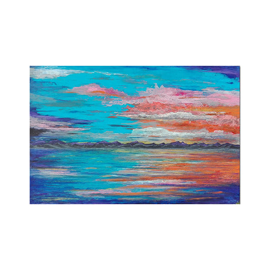 Blue Seascape Wall Art Evening Glow Painting Modern Textured Wrapped Canvas Clearhalo 'Art Gallery' 'Canvas Art' 'Contemporary Art Gallery' 'Modern' Arts' 1599548