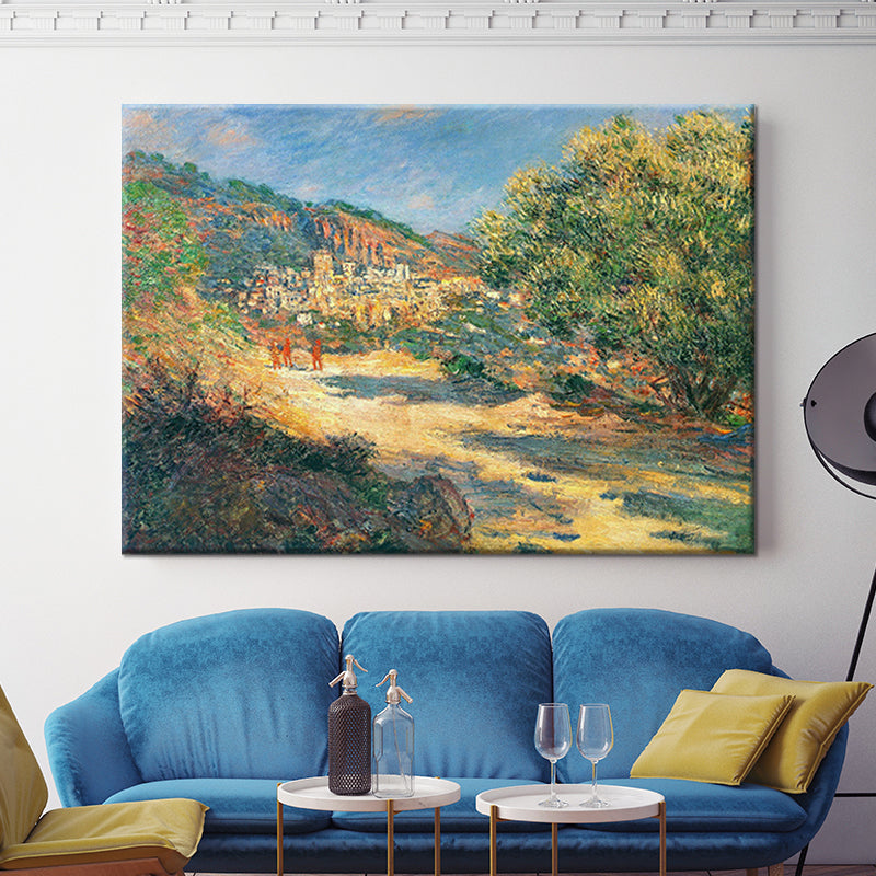 Landscape Wall Art Print Modern Picturesque Road to Mountain Village Painting in Green Clearhalo 'Art Gallery' 'Canvas Art' 'Contemporary Art Gallery' 'Modern' Arts' 1599551