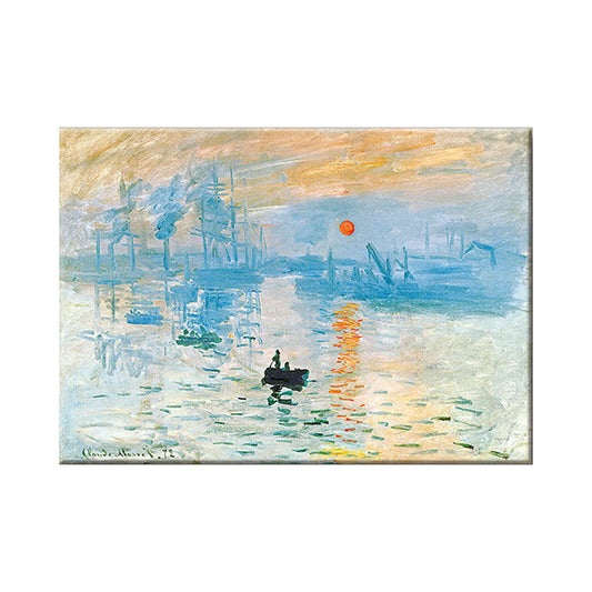 Blue Scenery Wall Art Decor Nightfall Boat on the River Modern Textured Painting Clearhalo 'Art Gallery' 'Canvas Art' 'Contemporary Art Gallery' 'Modern' Arts' 1599560