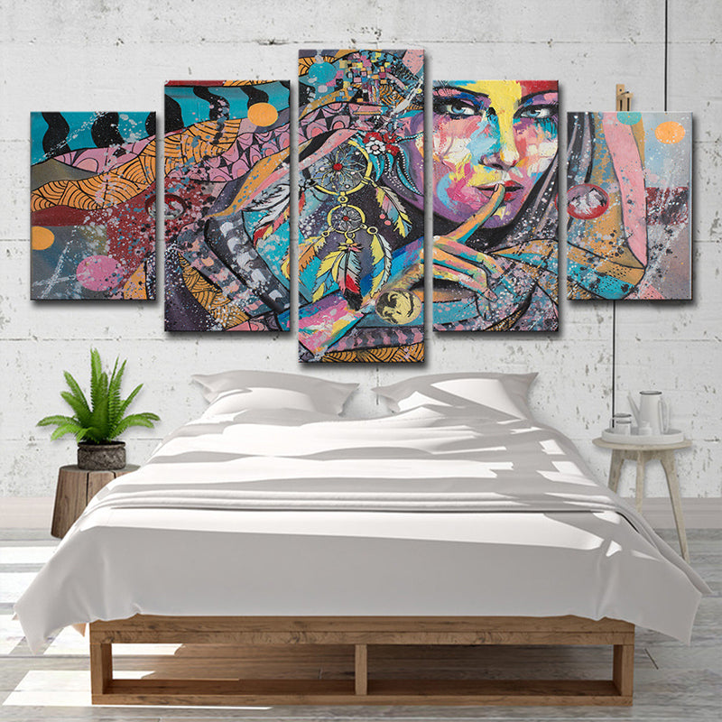 Dream Catcher Painting Wall Art Print Purple Canvas Wall Decoration, Multi-Piece Clearhalo 'Art Gallery' 'Canvas Art' 'Contemporary Art Gallery' 'Modern' Arts' 1599565
