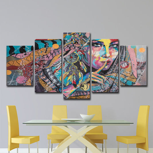 Dream Catcher Painting Wall Art Print Purple Canvas Wall Decoration, Multi-Piece Clearhalo 'Art Gallery' 'Canvas Art' 'Contemporary Art Gallery' 'Modern' Arts' 1599566