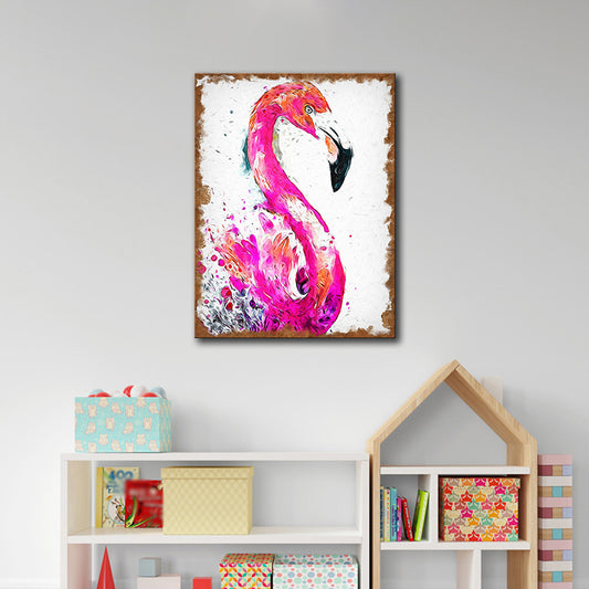 Rose Red Flamingo Painting Canvas Print Textured Wall Art Decor for Girls Bedroom Clearhalo 'Art Gallery' 'Canvas Art' 'Contemporary Art Gallery' 'Modern' Arts' 1599582
