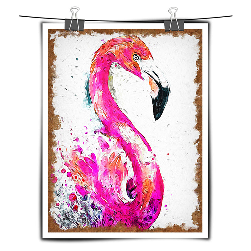 Rose Red Flamingo Painting Canvas Print Textured Wall Art Decor for Girls Bedroom Clearhalo 'Art Gallery' 'Canvas Art' 'Contemporary Art Gallery' 'Modern' Arts' 1599584