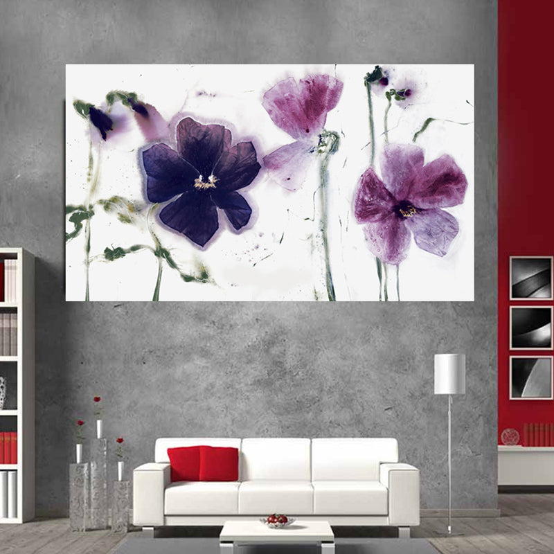 Textured Purple Canvas Print Modernist Watercolor Flower Wall Art for Living Room Clearhalo 'Art Gallery' 'Canvas Art' 'Contemporary Art Gallery' 'Modern' Arts' 1599595