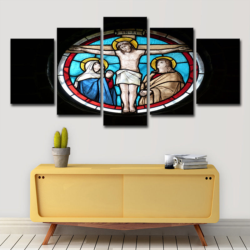 Black Religious Canvas Art Cross of Jesus Christ Modern Multi-Piece Wall Decor for Home Black Clearhalo 'Art Gallery' 'Canvas Art' 'Contemporary Art Gallery' 'Modern' Arts' 1599612