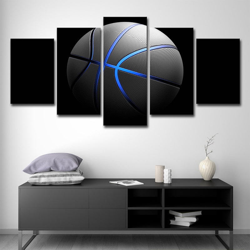 Black Basketball Wall Art Multi-Piece Modern Style Boys Bedroom Canvas Print Black Clearhalo 'Art Gallery' 'Canvas Art' 'Contemporary Art Gallery' 'Modern' Arts' 1599659