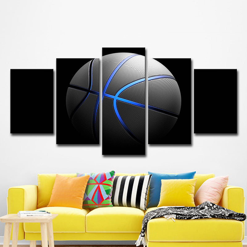 Black Basketball Wall Art Multi-Piece Modern Style Boys Bedroom Canvas Print Clearhalo 'Art Gallery' 'Canvas Art' 'Contemporary Art Gallery' 'Modern' Arts' 1599660