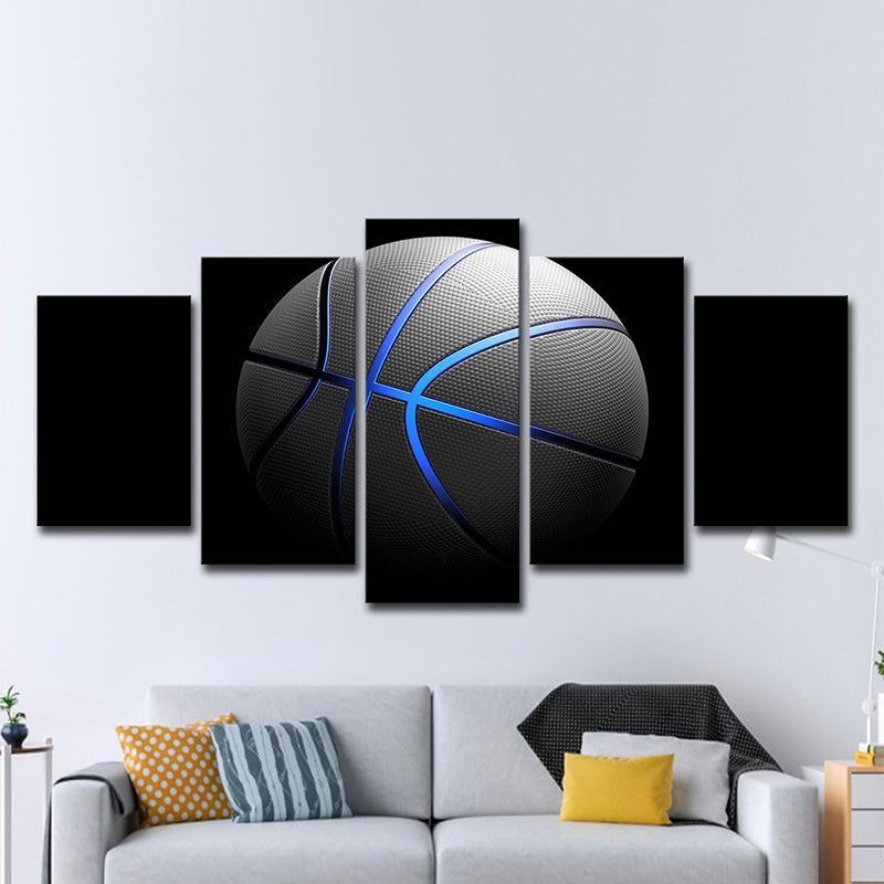 Black Basketball Wall Art Multi-Piece Modern Style Boys Bedroom Canvas Print Clearhalo 'Art Gallery' 'Canvas Art' 'Contemporary Art Gallery' 'Modern' Arts' 1599661