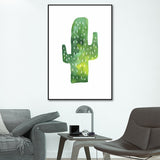 Tropical Cactus Painting Art Print Living Room Canvas in Green on White, Texture Clearhalo 'Art Gallery' 'Canvas Art' 'Coastal Art Gallery' 'Tropical' Arts' 1599667