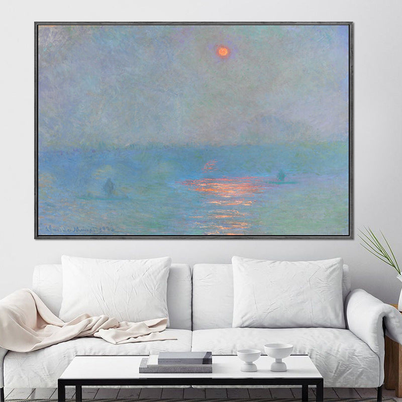 Blue Modern Canvas Art Moon Reflection on Sea Scenery Wall Decor for Living Room Blue Clearhalo 'Art Gallery' 'Canvas Art' 'Contemporary Art Gallery' 'Modern' Arts' 1599685