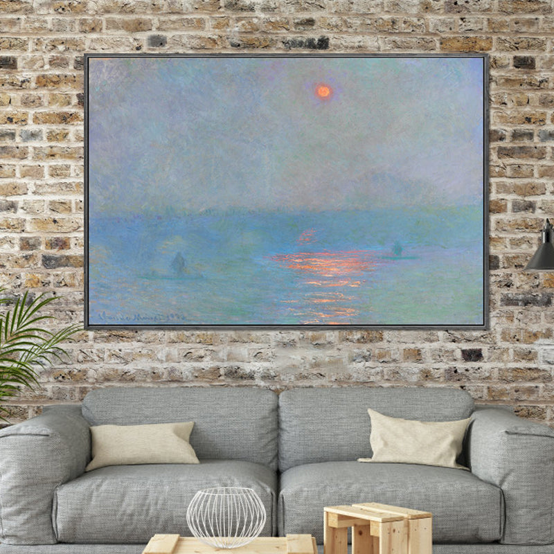 Blue Modern Canvas Art Moon Reflection on Sea Scenery Wall Decor for Living Room Clearhalo 'Art Gallery' 'Canvas Art' 'Contemporary Art Gallery' 'Modern' Arts' 1599687