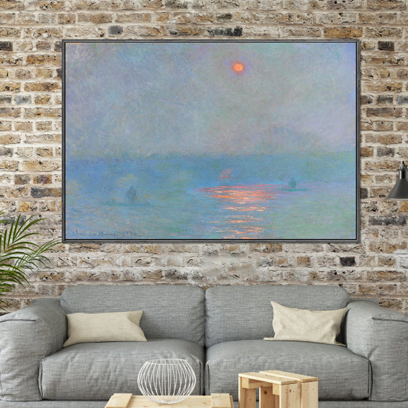 Blue Modern Canvas Art Moon Reflection on Sea Scenery Wall Decor for Living Room Clearhalo 'Art Gallery' 'Canvas Art' 'Contemporary Art Gallery' 'Modern' Arts' 1599687