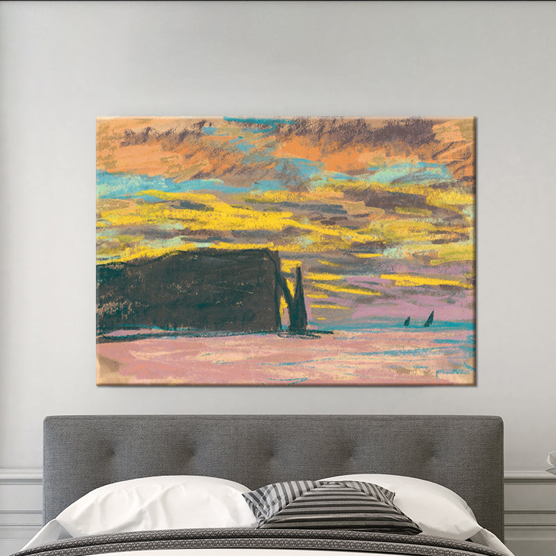 Modern Scenery Canvas Art Yellow Beach with Evening Glow View Wall Decor for Living Room Clearhalo 'Art Gallery' 'Canvas Art' 'Contemporary Art Gallery' 'Modern' Arts' 1599693