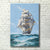 Modern Ocean Sailing Vessel Painting Blue and White Textured Wall Art for Hallway Blue Clearhalo 'Art Gallery' 'Canvas Art' 'Contemporary Art Gallery' 'Modern' Arts' 1599699