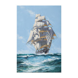 Modern Ocean Sailing Vessel Painting Blue and White Textured Wall Art for Hallway Clearhalo 'Art Gallery' 'Canvas Art' 'Contemporary Art Gallery' 'Modern' Arts' 1599702