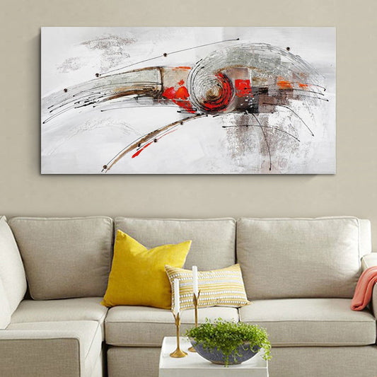 Modernist Whirling Painting Dining Room Canvas Wall Art in Red and White, Textured Clearhalo 'Art Gallery' 'Canvas Art' 'Contemporary Art Gallery' 'Modern' Arts' 1599717