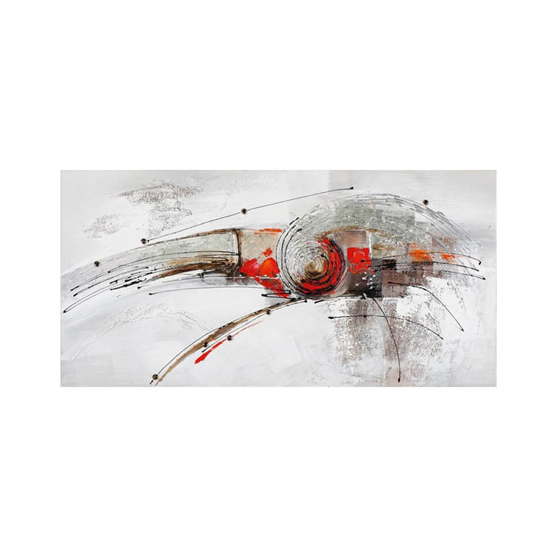 Modernist Whirling Painting Dining Room Canvas Wall Art in Red and White, Textured Clearhalo 'Art Gallery' 'Canvas Art' 'Contemporary Art Gallery' 'Modern' Arts' 1599719