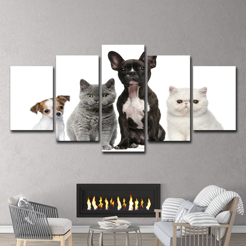 Photo Printed Pets Wall Art for Living Room, Black-Grey-White, Multi-Piece Clearhalo 'Art Gallery' 'Canvas Art' 'Contemporary Art Gallery' 'Modern' Arts' 1599746