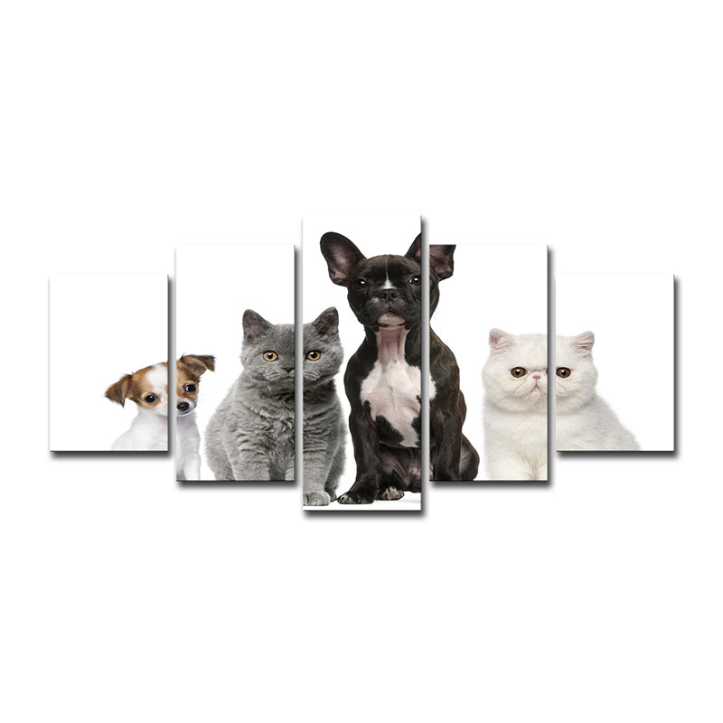 Photo Printed Pets Wall Art for Living Room, Black-Grey-White, Multi-Piece Clearhalo 'Art Gallery' 'Canvas Art' 'Contemporary Art Gallery' 'Modern' Arts' 1599748
