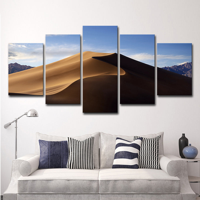 Photography Desert Hill Canvas Wall Art for Living Room, Brown and Blue, Multi-Piece Clearhalo 'Art Gallery' 'Canvas Art' 'Contemporary Art Gallery' 'Modern' Arts' 1599760