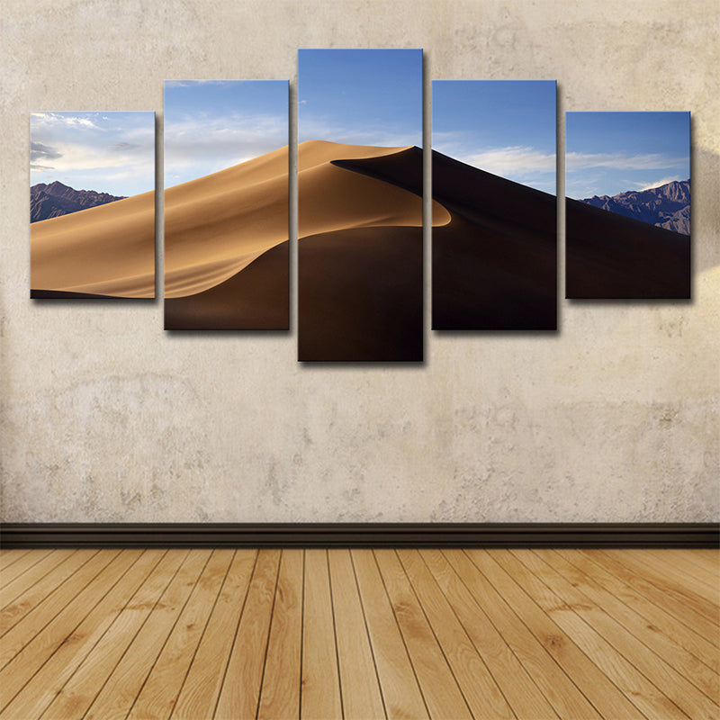 Photography Desert Hill Canvas Wall Art for Living Room, Brown and Blue, Multi-Piece Clearhalo 'Art Gallery' 'Canvas Art' 'Contemporary Art Gallery' 'Modern' Arts' 1599761
