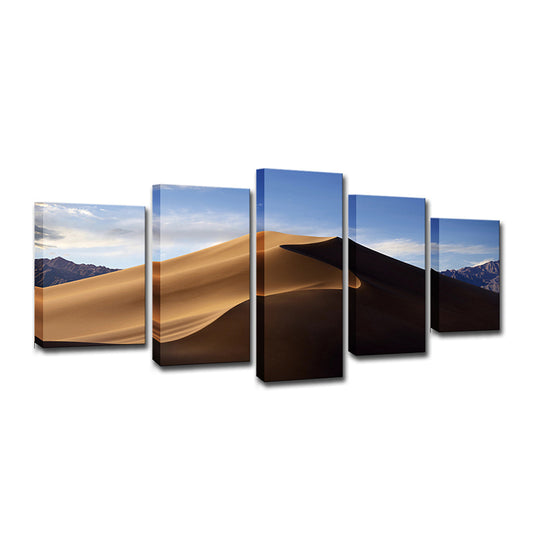 Photography Desert Hill Canvas Wall Art for Living Room, Brown and Blue, Multi-Piece Clearhalo 'Art Gallery' 'Canvas Art' 'Contemporary Art Gallery' 'Modern' Arts' 1599762