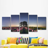 Multi-Piece Flower Field Wall Art Stylish Modern Canvas Print in Blue for Living Room Clearhalo 'Art Gallery' 'Canvas Art' 'Contemporary Art Gallery' 'Modern' Arts' 1599774