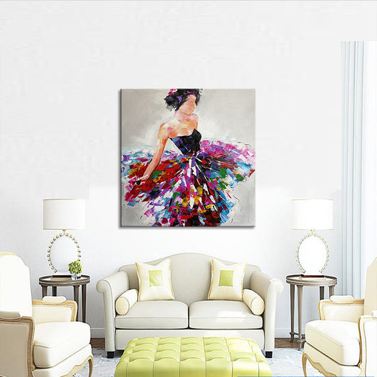Red Gypsy Woman Oil Painting Textured Modernist Living Room Canvas Wall Art Print Clearhalo 'Art Gallery' 'Canvas Art' 'Contemporary Art Gallery' 'Modern' Arts' 1599780