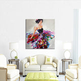 Red Gypsy Woman Oil Painting Textured Modernist Living Room Canvas Wall Art Print Clearhalo 'Art Gallery' 'Canvas Art' 'Contemporary Art Gallery' 'Modern' Arts' 1599780