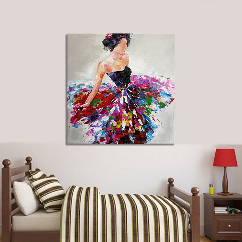 Red Gypsy Woman Oil Painting Textured Modernist Living Room Canvas Wall Art Print Clearhalo 'Art Gallery' 'Canvas Art' 'Contemporary Art Gallery' 'Modern' Arts' 1599781