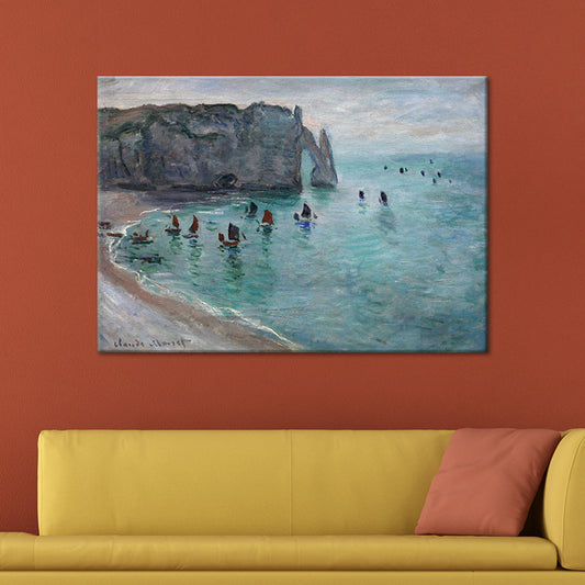 Modern Canvas Wall Art Pastel Color Sea Arch Painting Wall Decoration for Parlor Blue Clearhalo 'Art Gallery' 'Canvas Art' 'Contemporary Art Gallery' 'Modern' Arts' 1599784