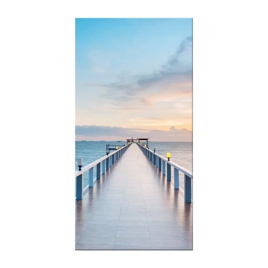 Photography Modern Wall Art with Straight Bridge to the Sea Pattern in Brown-Blue Clearhalo 'Art Gallery' 'Canvas Art' 'Contemporary Art Gallery' 'Modern' Arts' 1599801