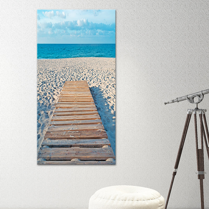 Photography Modern Wall Art with Straight Bridge to the Sea Pattern in Brown-Blue Clearhalo 'Art Gallery' 'Canvas Art' 'Contemporary Art Gallery' 'Modern' Arts' 1599813