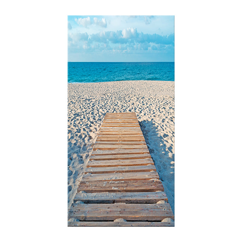 Photography Modern Wall Art with Straight Bridge to the Sea Pattern in Brown-Blue Clearhalo 'Art Gallery' 'Canvas Art' 'Contemporary Art Gallery' 'Modern' Arts' 1599815