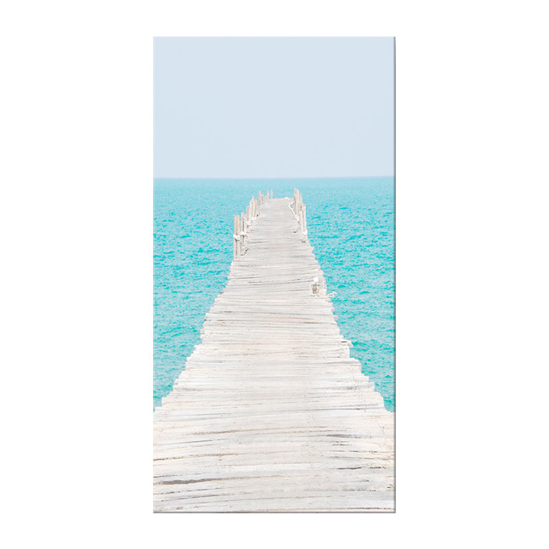 Photography Modern Wall Art with Straight Bridge to the Sea Pattern in Brown-Blue Clearhalo 'Art Gallery' 'Canvas Art' 'Contemporary Art Gallery' 'Modern' Arts' 1599822