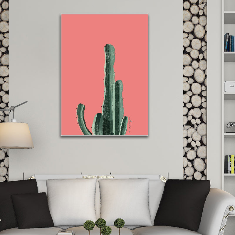 Tropix Plant Cactus Canvas Pastel Color Textured Wall Art Decor for Sitting Room Clearhalo 'Art Gallery' 'Canvas Art' 'Coastal Art Gallery' 'Tropical' Arts' 1599835