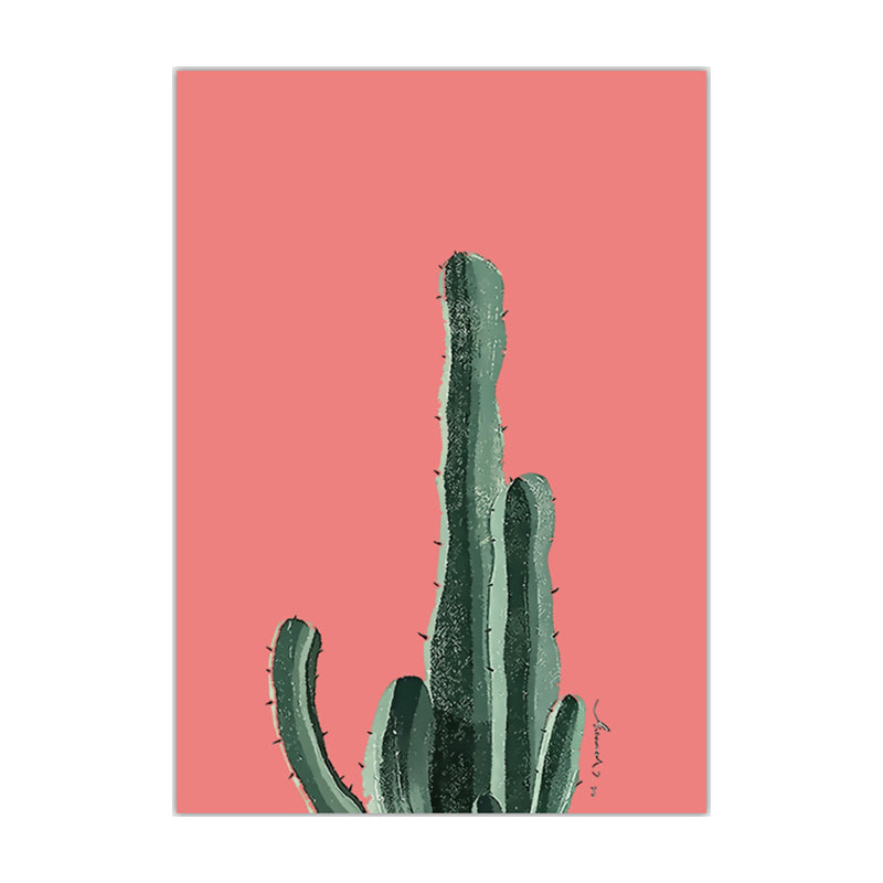 Tropix Plant Cactus Canvas Pastel Color Textured Wall Art Decor for Sitting Room Clearhalo 'Art Gallery' 'Canvas Art' 'Coastal Art Gallery' 'Tropical' Arts' 1599836
