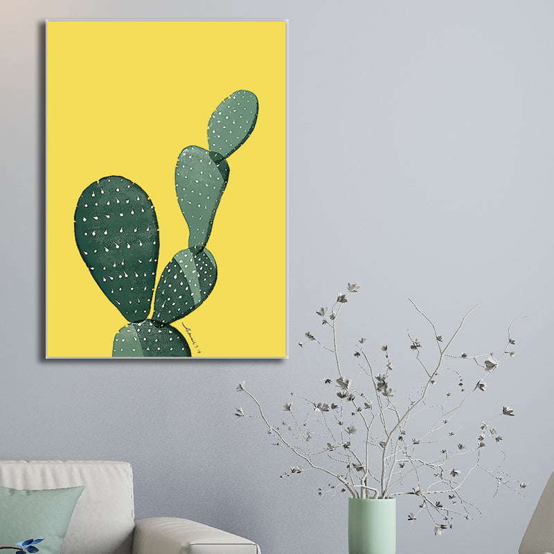 Tropix Plant Cactus Canvas Pastel Color Textured Wall Art Decor for Sitting Room Clearhalo 'Art Gallery' 'Canvas Art' 'Coastal Art Gallery' 'Tropical' Arts' 1599842
