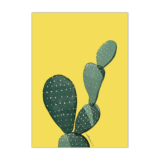 Tropix Plant Cactus Canvas Pastel Color Textured Wall Art Decor for Sitting Room