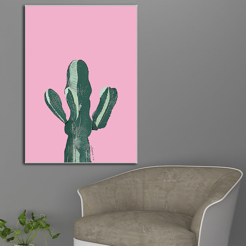 Tropix Plant Cactus Canvas Pastel Color Textured Wall Art Decor for Sitting Room Clearhalo 'Art Gallery' 'Canvas Art' 'Coastal Art Gallery' 'Tropical' Arts' 1599848