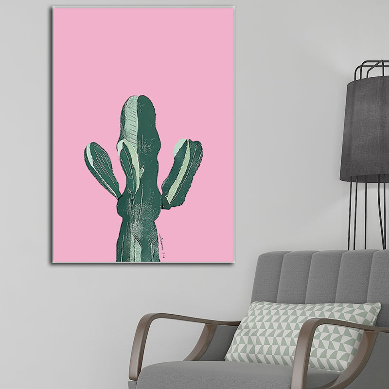 Tropix Plant Cactus Canvas Pastel Color Textured Wall Art Decor for Sitting Room Clearhalo 'Art Gallery' 'Canvas Art' 'Coastal Art Gallery' 'Tropical' Arts' 1599849