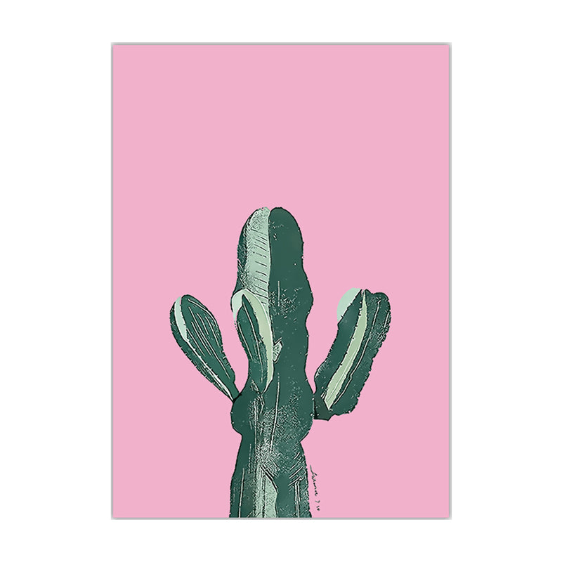 Tropix Plant Cactus Canvas Pastel Color Textured Wall Art Decor for Sitting Room Clearhalo 'Art Gallery' 'Canvas Art' 'Coastal Art Gallery' 'Tropical' Arts' 1599850