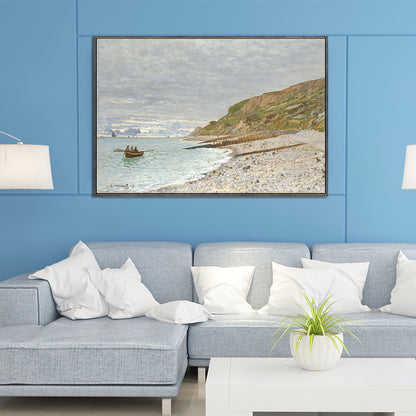 Sea Bay Scenery Painting Decorative Textured Home Canvas Wall Art in Brown and Grey Brown Clearhalo 'Art Gallery' 'Canvas Art' 'Contemporary Art Gallery' 'Modern' Arts' 1599854