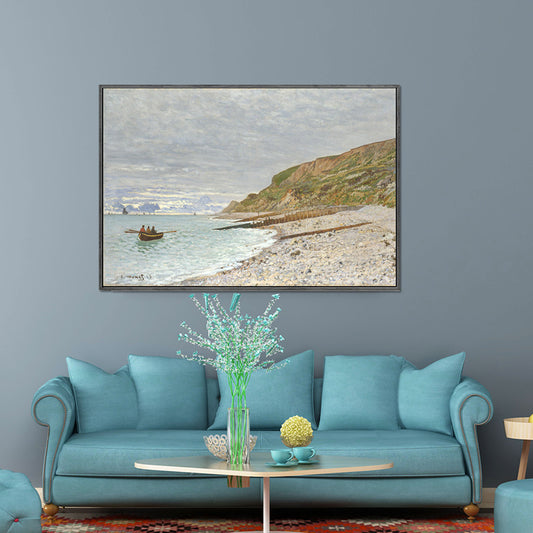 Sea Bay Scenery Painting Decorative Textured Home Canvas Wall Art in Brown and Grey Clearhalo 'Art Gallery' 'Canvas Art' 'Contemporary Art Gallery' 'Modern' Arts' 1599856