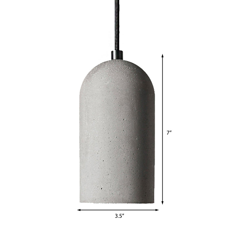 1 Light Cylinder Shade Pendant Light Antique Style Gray Cement Hanging Lamp for Living Room Clearhalo 'Ceiling Lights' 'Modern Pendants' 'Modern' 'Pendant Lights' 'Pendants' Lighting' 159986