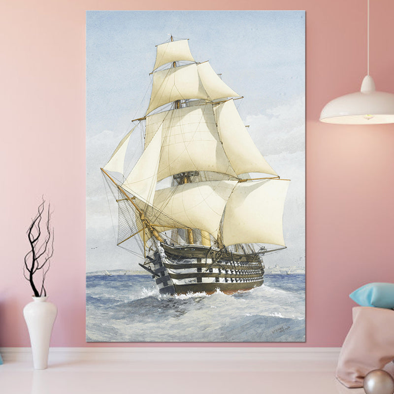 White Sailing Ship Canvas Art Textured Modernist Style Living Room Wall Decoration Clearhalo 'Art Gallery' 'Canvas Art' 'Contemporary Art Gallery' 'Modern' Arts' 1599869