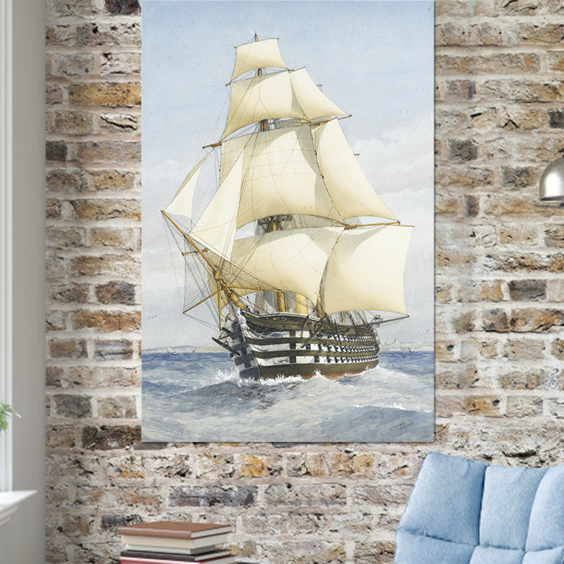 White Sailing Ship Canvas Art Textured Modernist Style Living Room Wall Decoration Clearhalo 'Art Gallery' 'Canvas Art' 'Contemporary Art Gallery' 'Modern' Arts' 1599870