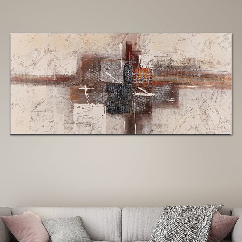 Textured Surface Abstract Wall Art Contemporary Canvas Painting for Home Interior Brown 24" x 48" Clearhalo 'Art Gallery' 'Canvas Art' 'Contemporary Art Gallery' 'Modern' Arts' 1599881