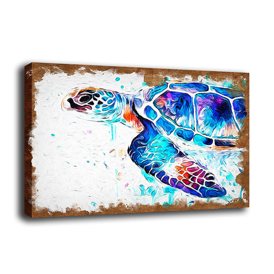 Sea Turtle Painting Art Print Textured Modernist House Interior Wall Decor in Blue Clearhalo 'Art Gallery' 'Canvas Art' 'Contemporary Art Gallery' 'Modern' Arts' 1599899