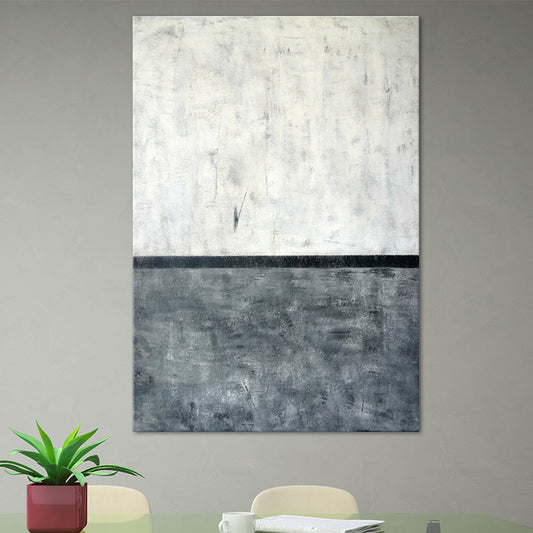 2-Tone Color Blocking Canvas Grey and White Minimalism Wall Art Print for Dining Room Clearhalo 'Art Gallery' 'Canvas Art' 'Contemporary Art Gallery' 'Modern' Arts' 1599903